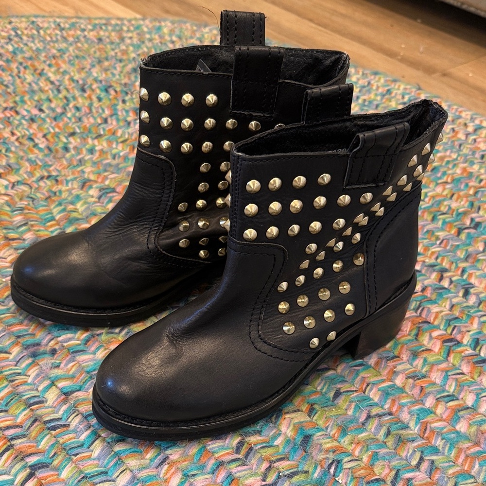 Topshop Black Ankle Boots with Silver Studs